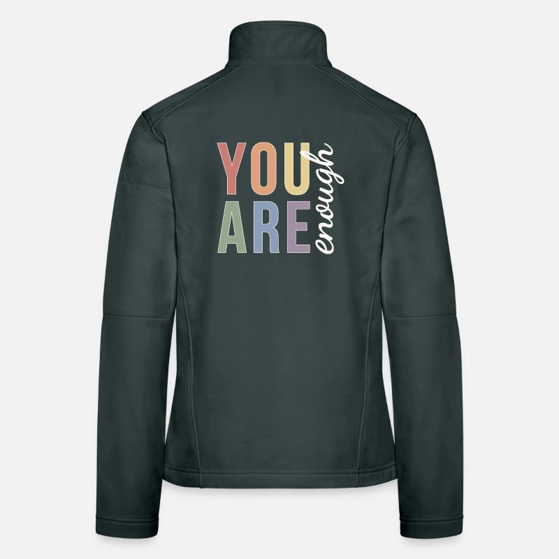 You Are Enough Typography in Pastel Pride Women's Softshell Jacket