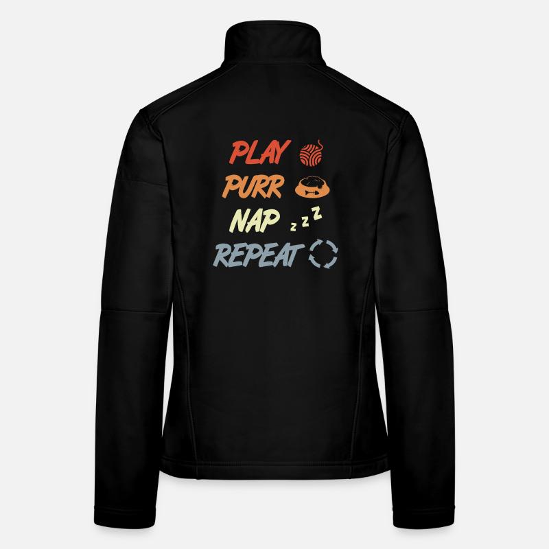 Play Purr Sleep Repeat Women's Softshell Jacket