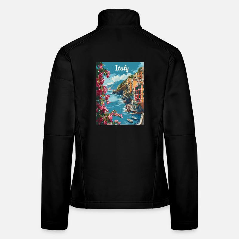 Paysage côtier italien avec des fleurs et Veste en tissu softshell Femme