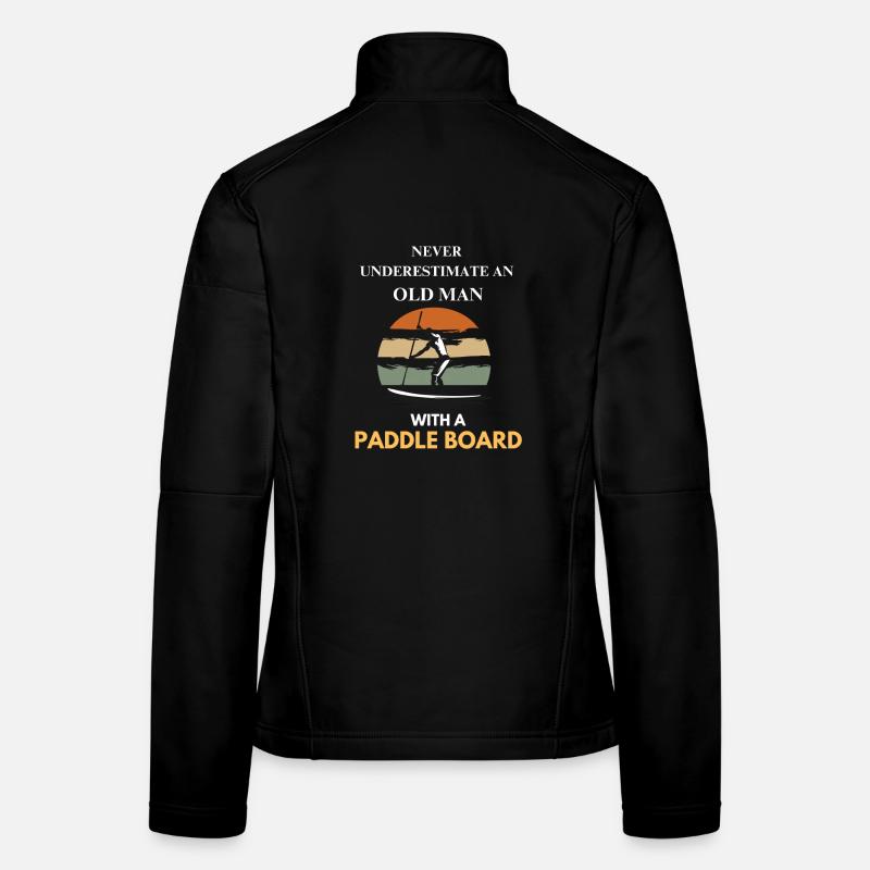 Old Man With A Paddle Board Women's Softshell Jacket