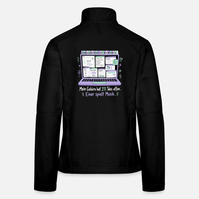 211 Tabs offen — einer spielt Musik Frauen Softshelljacke