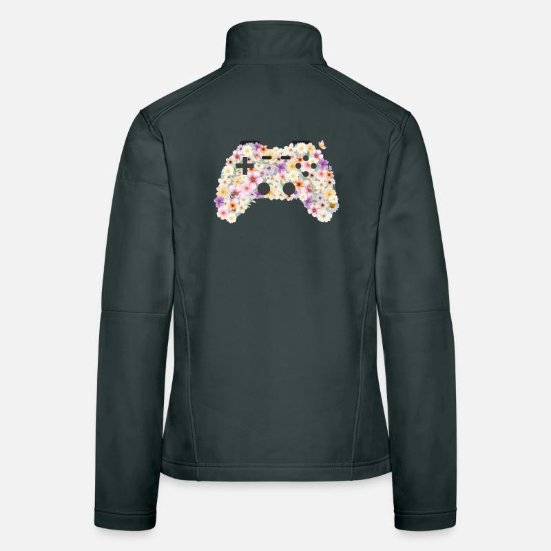 Floral Gamepad: Blütenkunst Controller Frauen Softshelljacke