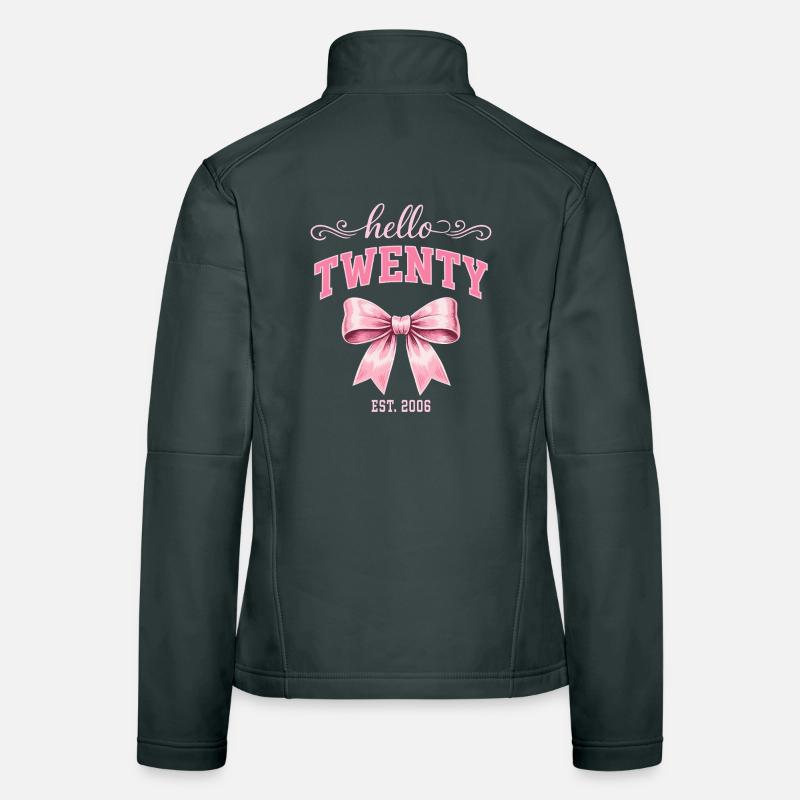 Hello Twenty 20 Ans Est 2006 Anniversaire Nœud Veste en tissu softshell Femme