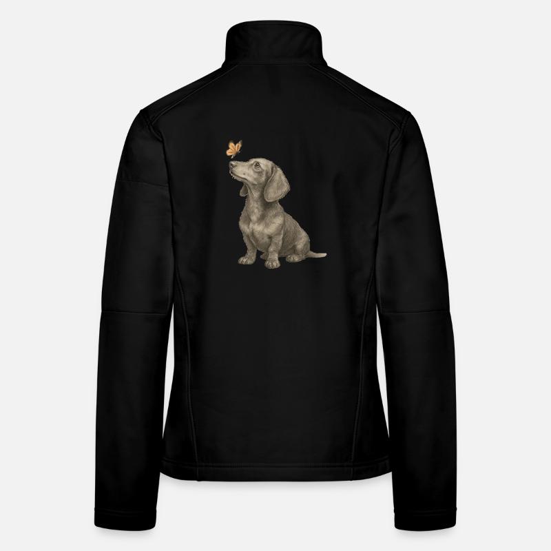 Teckel avec illustration vintage papillon Veste en tissu softshell Femme