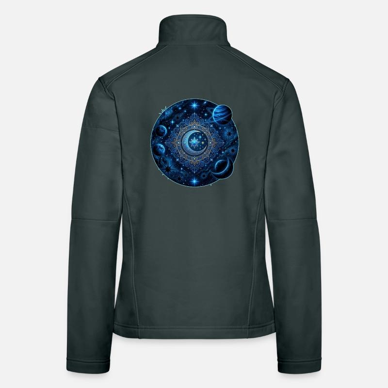 Planètes spatiales Galaxies Étoiles Lunes Veste en tissu softshell Femme