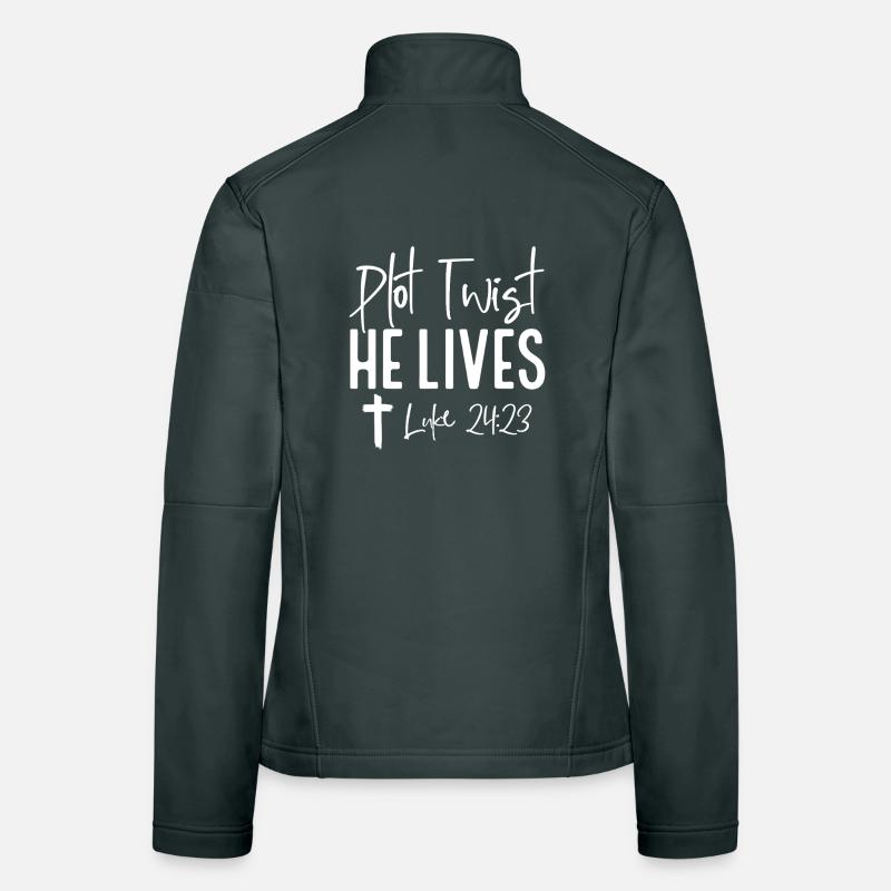 Plot Twist: He Lives Luke 24:23 Women's Softshell Jacket