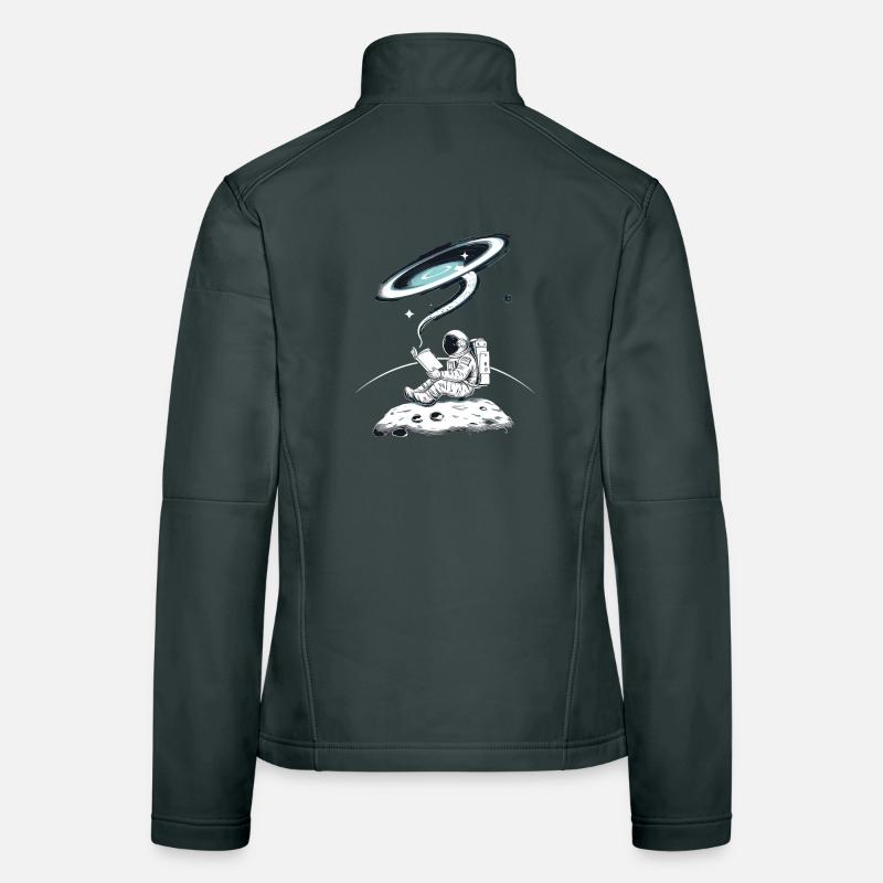 Astronaute en lecture dans l’espace sur la Lune avec Veste en tissu softshell Femme