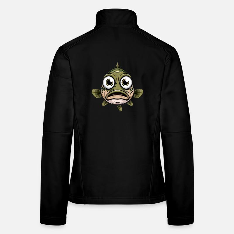 Poisson drôle aux grands yeux Poisson de dessin animé Veste en tissu softshell Femme