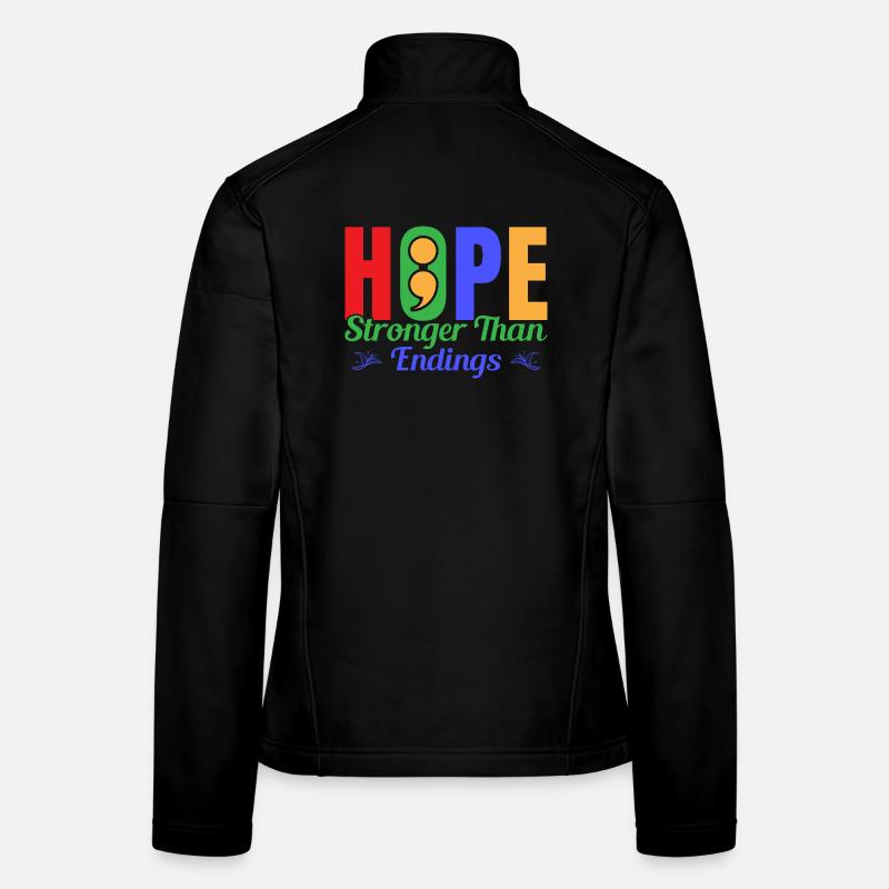 Point-virgule Prévention du suicide Espoir Plus fort Semi Veste en tissu softshell Femme