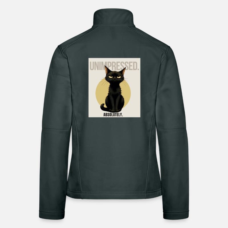 Peu impressionné. – Dessin sarcastique du chat noir Veste en tissu softshell Femme