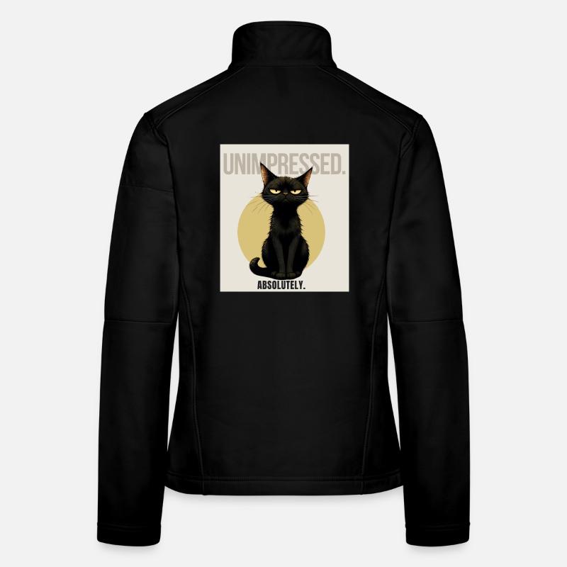 Unimpressed. – Sarcastic Black Cat Design Women's Softshell Jacket