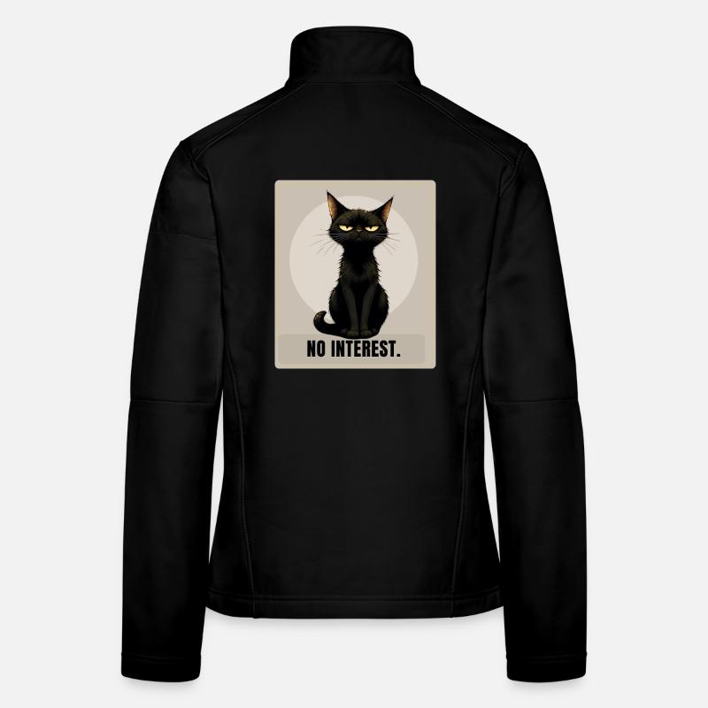 No Interest. – Sarcastic Black Cat Design Women's Softshell Jacket
