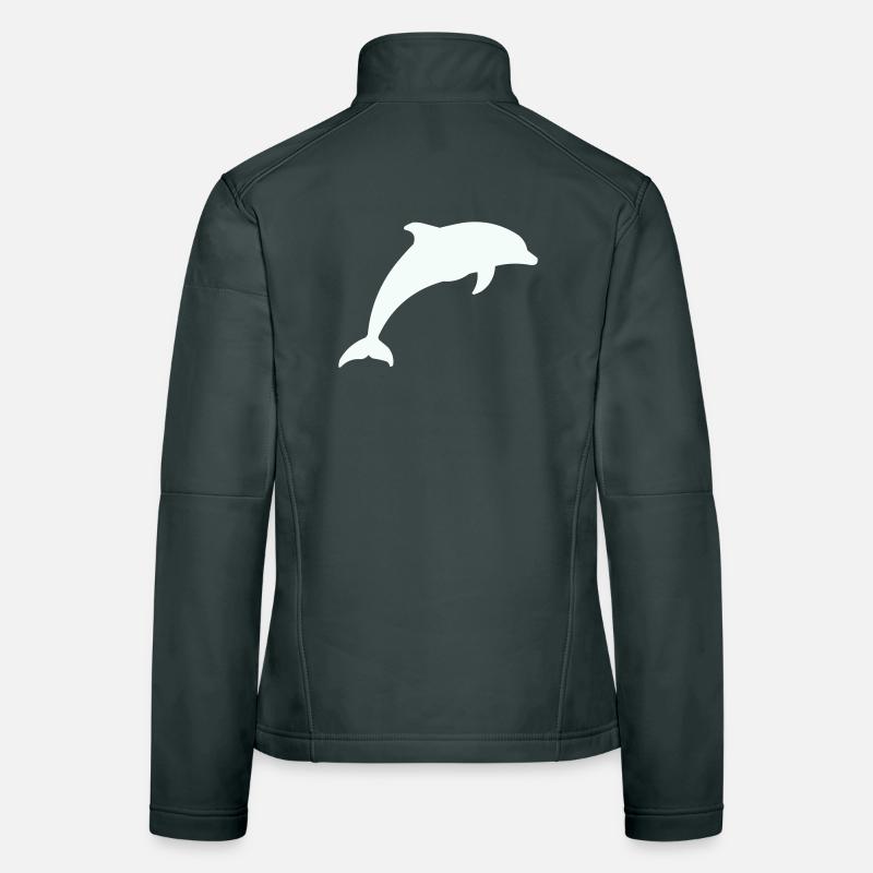 Leuchtender Delfin Silhouette Frauen Softshelljacke