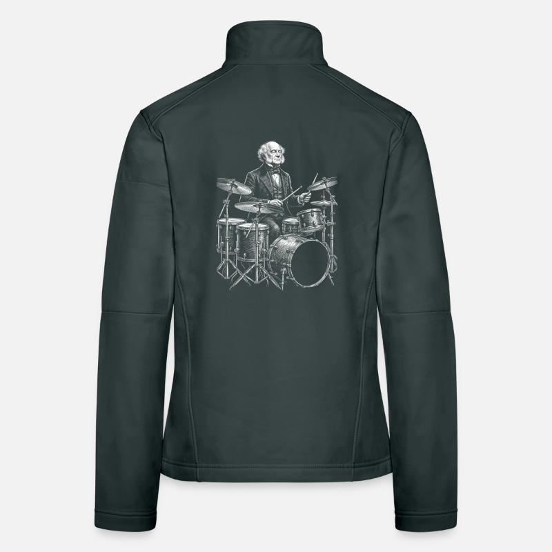 Martin Van Buren plays drums Women's Softshell Jacket