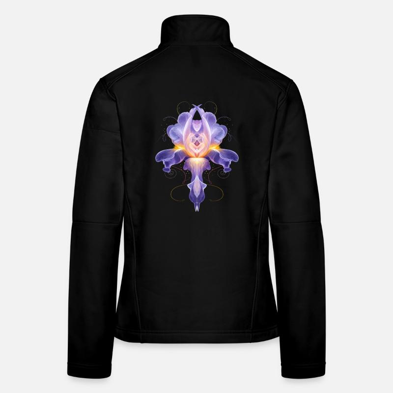 Abstract Iris Blossom Luminous Floral Design Women's Softshell Jacket