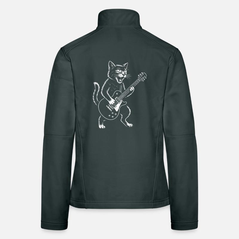 Cat Plays Guitar Women's Softshell Jacket