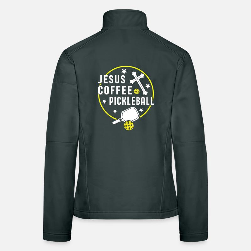 Jesus Coffee Pickleball Design Veste en tissu softshell Femme