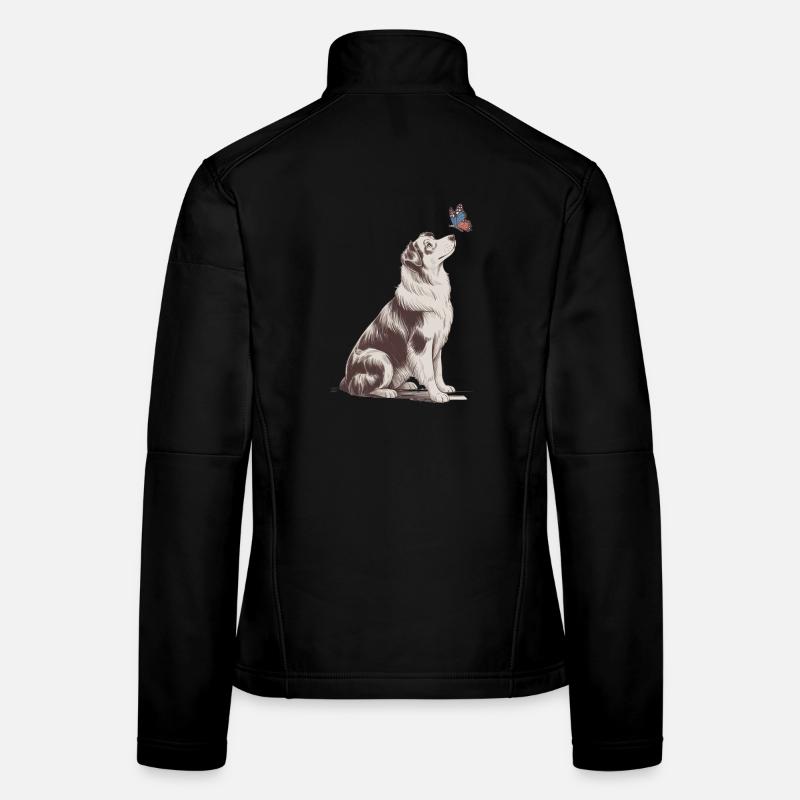 Motif papillon Border Collie Veste en tissu softshell Femme