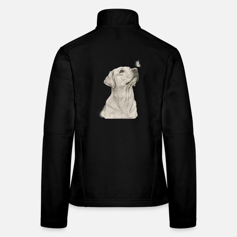 Labrador avec motif de chien papillon Veste en tissu softshell Femme