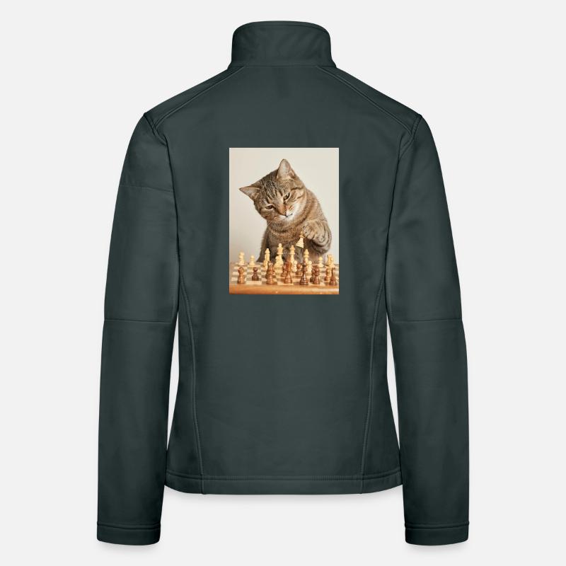 Cat playing chess Women's Softshell Jacket