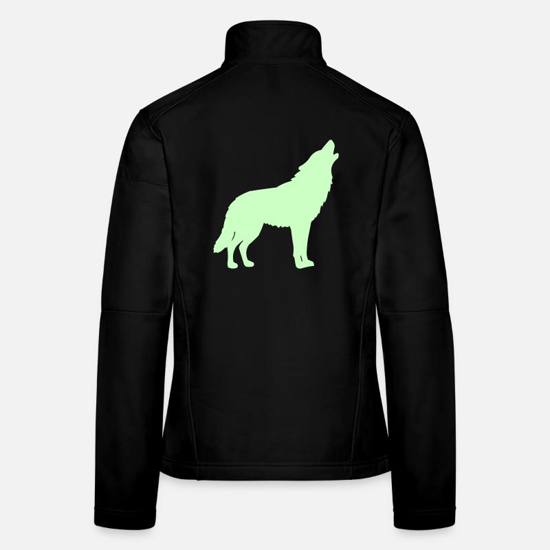 Silhouette de loup vert néon Veste en tissu softshell Femme