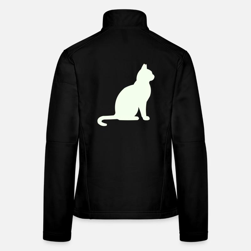 Silhouette de chat nocturne au clair de lune Veste en tissu softshell Femme