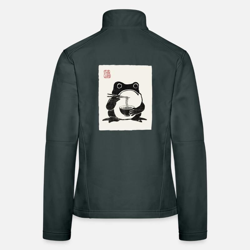 Japanese Grumpy Frog Ramen Noodle Feast Women's Softshell Jacket