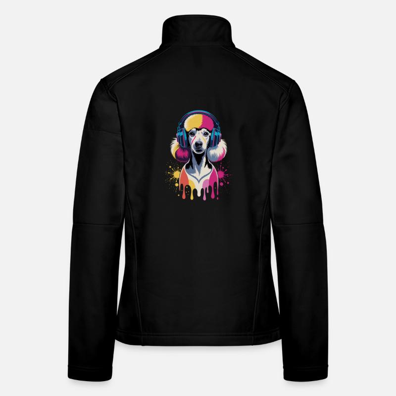 Pudel mit Kopfhörer Frauen Softshelljacke