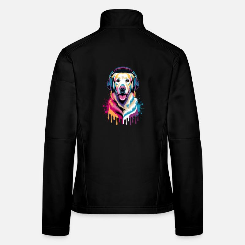 Golden Retriever mit Kopfhörer Frauen Softshelljacke