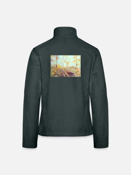 Forest watercolor landscape autumn - Women's Softshell Jacket - black - Back