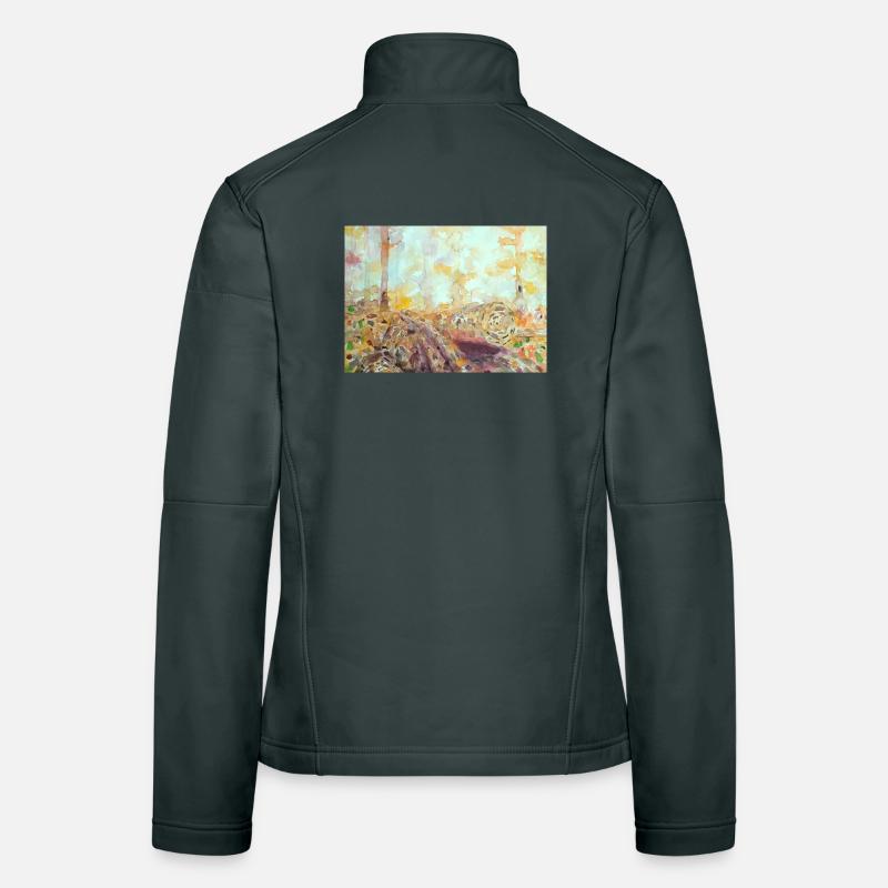 Wald-Aquarelllandschaft im Herbst Frauen Softshelljacke