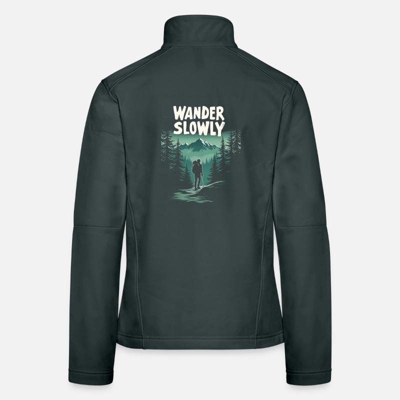 Wander Slowly Langsames Wandern Wald Frauen Softshelljacke