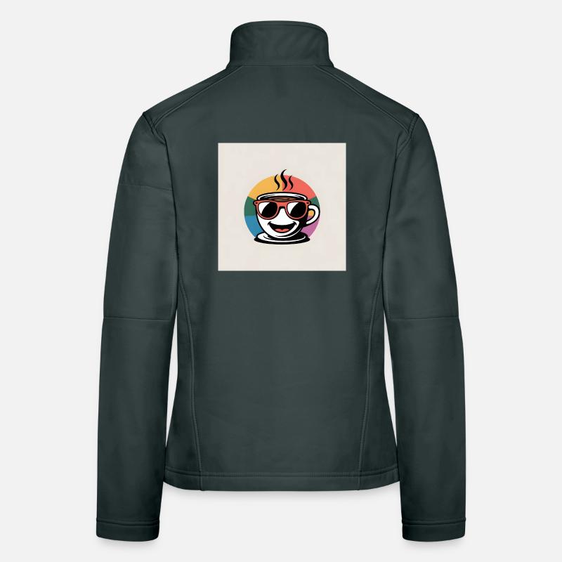 Kaffee mit Sonnenbrille im Regenbogenkreis Frauen Softshelljacke