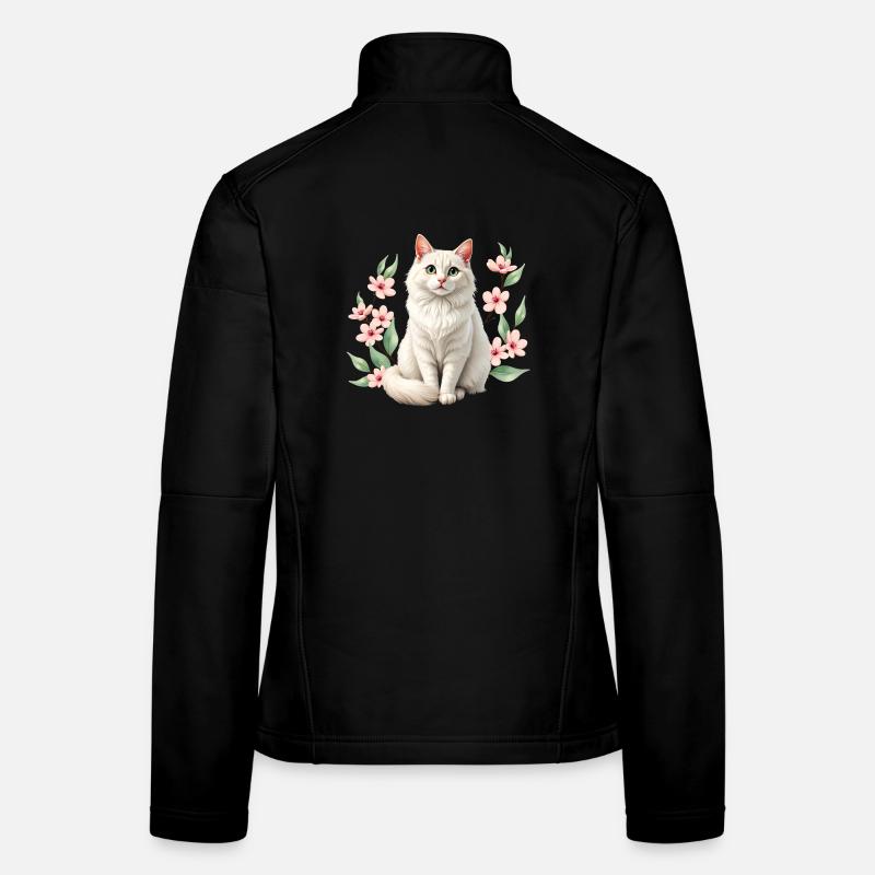 Elegante Perserkatze mit Kirschblüten Frauen Softshelljacke