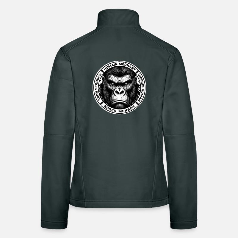 Gorille méchant badge noir Veste en tissu softshell Femme
