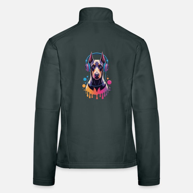 Doberman avec casque Veste en tissu softshell Femme