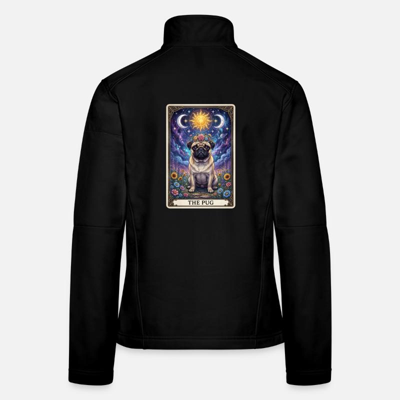 Sonnenmond Mops Tarot Illustration Frauen Softshelljacke