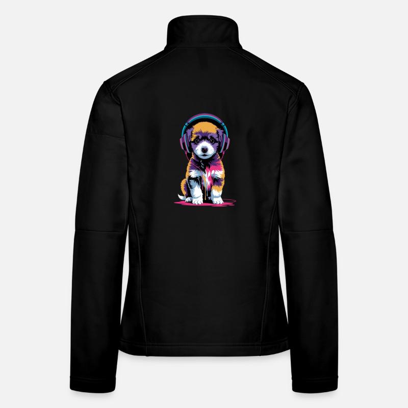 Chiot caniche avec un casque Veste en tissu softshell Femme