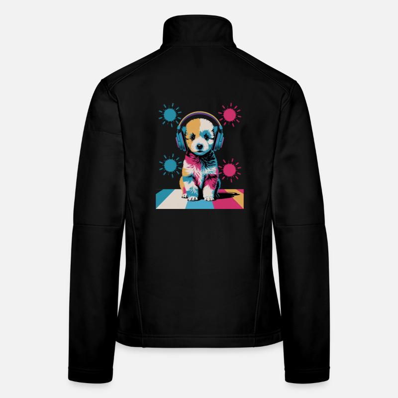 Chiot caniche avec un casque Veste en tissu softshell Femme
