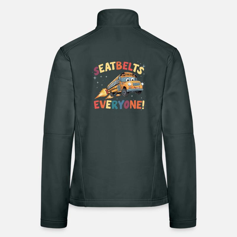 Space School Bus Rocket Flight Women's Softshell Jacket