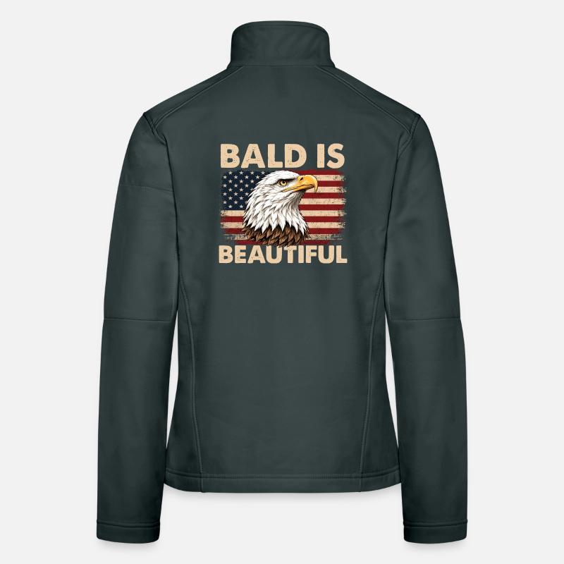 Bald Is Beautiful Eagle Patriotic Humor Women's Softshell Jacket