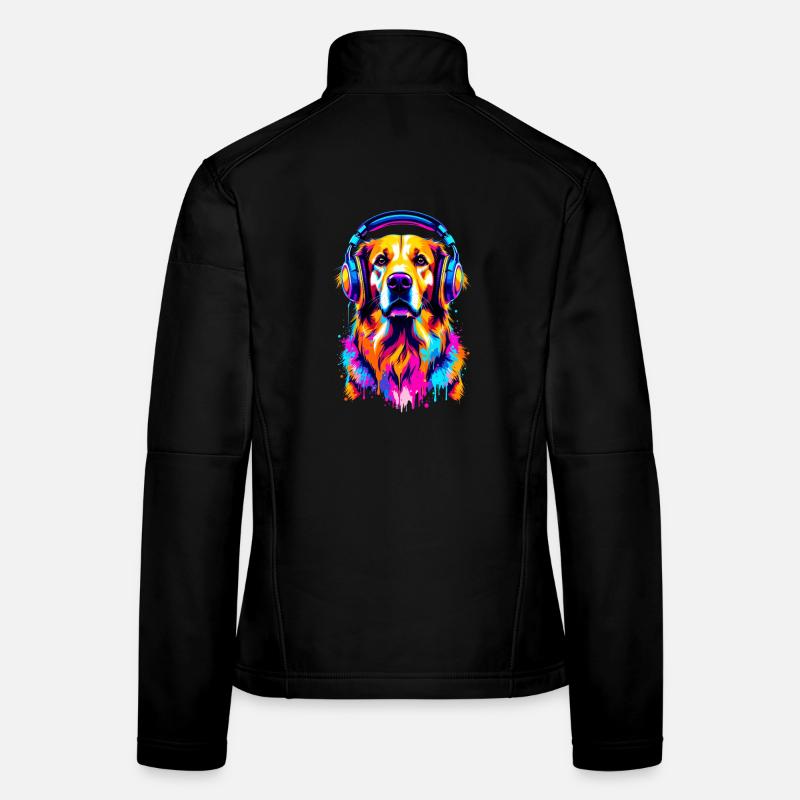 Golden Retriever mit Kopfhörer Frauen Softshelljacke