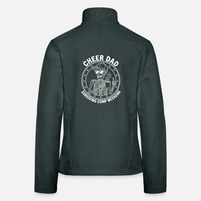 Cheer Dad Surviving Comp Weekend Skeleton Coffee  Women's Softshell Jacket