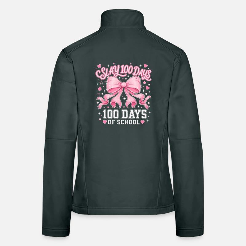 Tendance Pink Bow Coquette 100 Day School Y2K Veste en tissu softshell Femme
