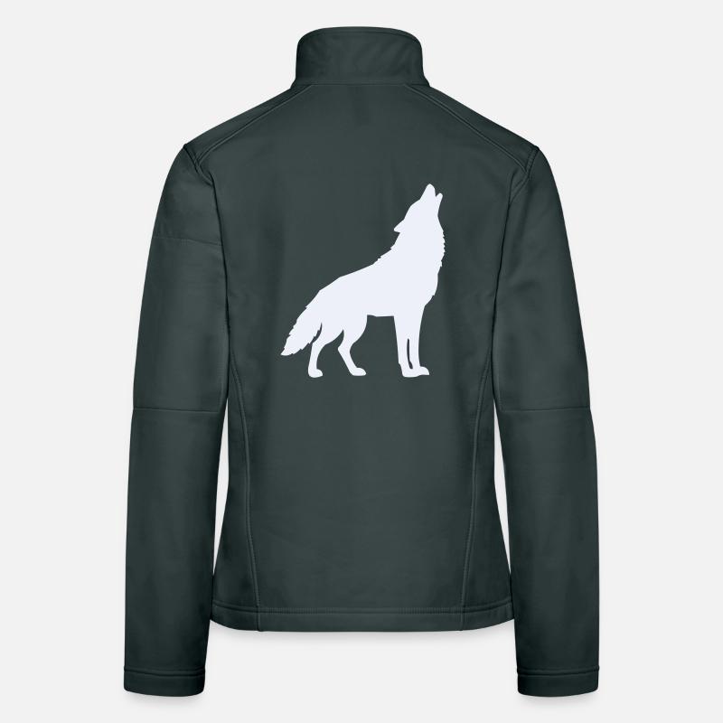 Silhouette de loup au clair de lune Veste en tissu softshell Femme