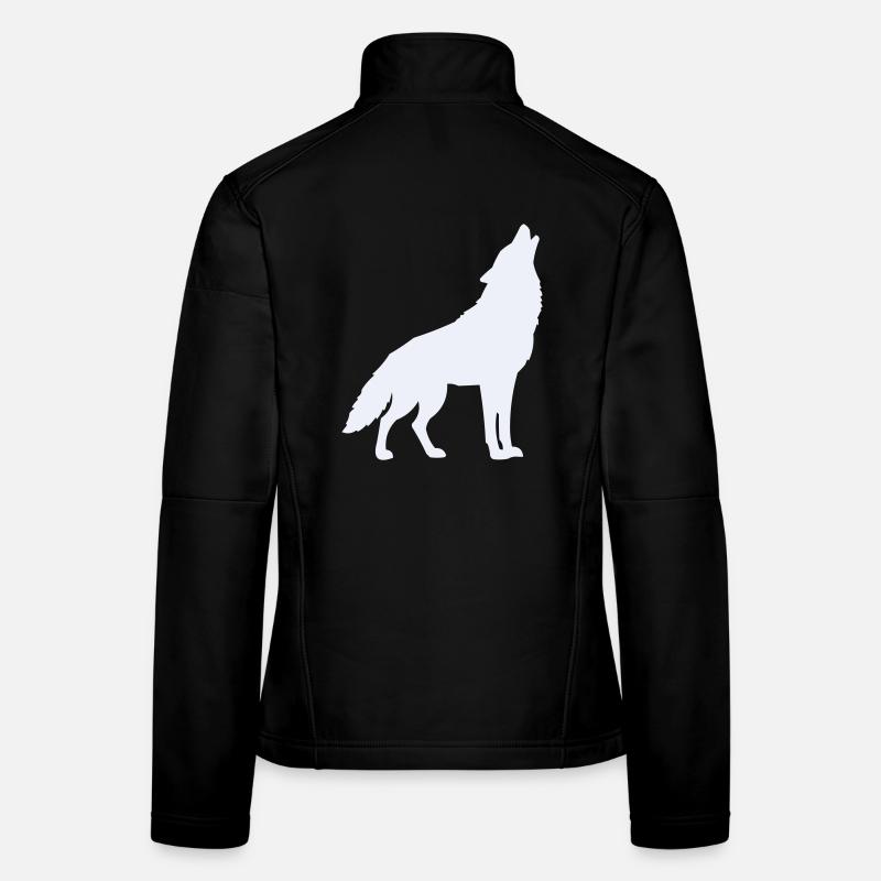 Wolfsilhouette Mondlicht Frauen Softshelljacke