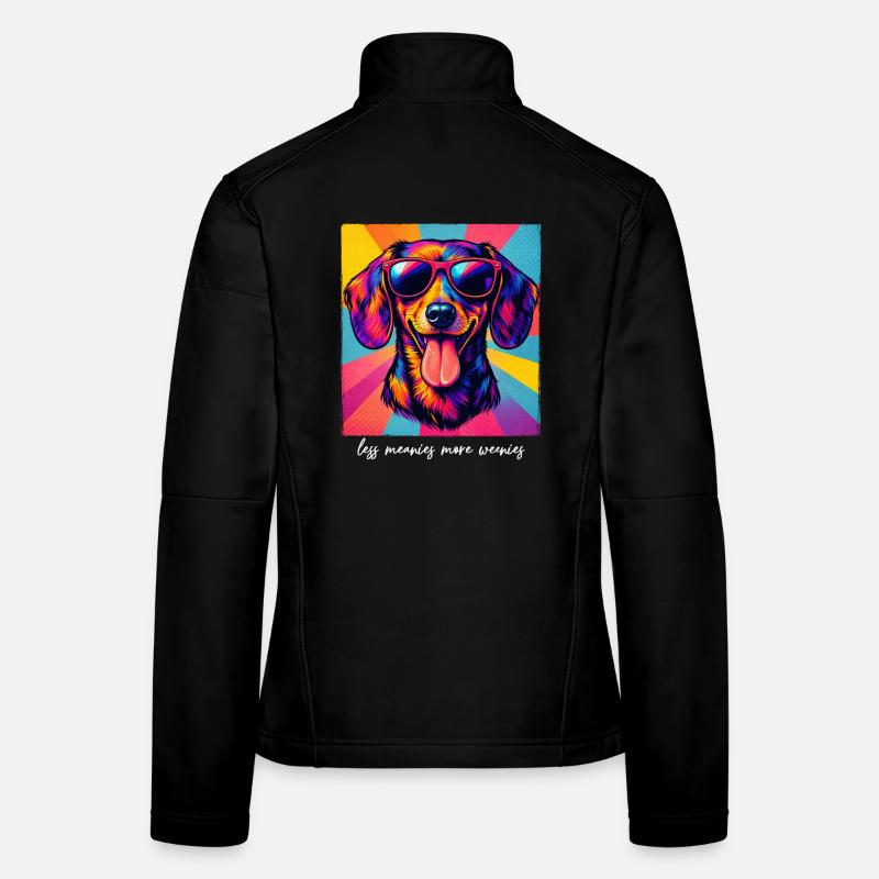Pop art drôle teckel moins méchants Plus de verres Veste en tissu softshell Femme
