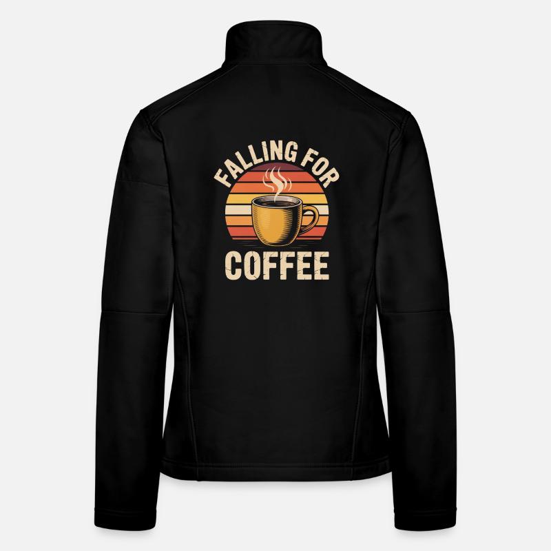 Falling For Coffee Retro Vintage Herbst Frauen Softshelljacke