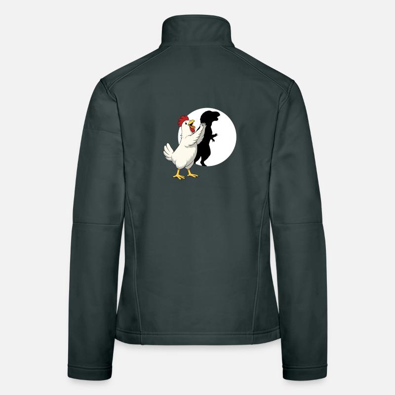 Funny Chicken T Rex Dinosaur Shadow Puppet Women's Softshell Jacket