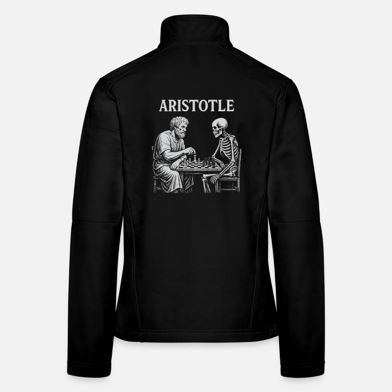 Aristotle playing with Skeleton Chess  Women's Softshell Jacket